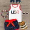 "USA" Navy Sequin Short Set -Children's boutique clothing IMG 8425 Edit 1