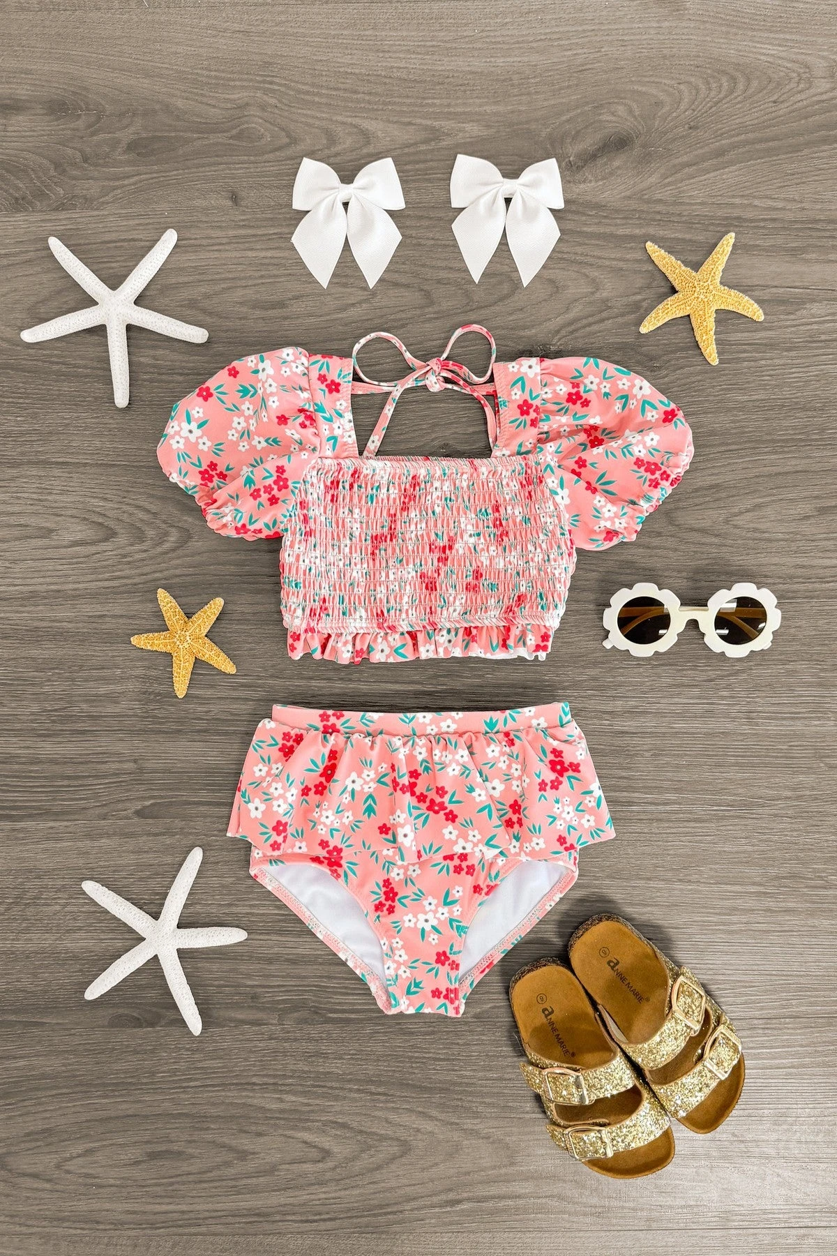 Pink Floral Ruffle Bikini 3 Pink Floral Ruffle Bikini