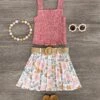 Dusty Rose Floral Skirt Set