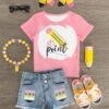 "On Point" Pink Pencil Denim Short Set