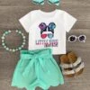 "Little Miss Talks A Lot" Mint Scalloped Short Set -Children's boutique clothing IMG 8541 Edit b3eee3b5 6771 4c17 a6ec f8e8696970b4
