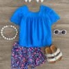 Blue & Purple Floral Short Set -Children's boutique clothing IMG 8544 Edit