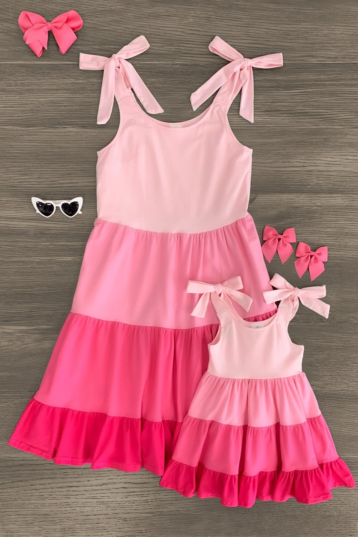 Mom & Me - Pink Tiered Tank Dress 3 Mom & Me - Pink Tiered Tank Dress