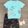 Sharks & Crab Blue Short Set -Children's boutique clothing IMG 8720 Edit