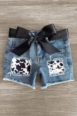 "Moody" Cow Print Denim Short Set -Children's boutique clothing IMG 8752 Edit cd4979a4 3378 48a7 9ff9 78c657ce0c3f