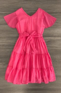 Mom & Me - Hot Pink Swiss Dot Dress -Children's boutique clothing IMG 8764 Edit