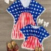Mom & Me - American Flag Pom Pom Swimsuit Cover Up -Children's boutique clothing IMG 8768 Edit