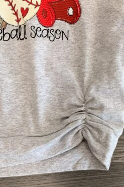 "Baseball Season" Gray & Red Ombre Denim Short Set -Children's boutique clothing IMG 8787 Edit