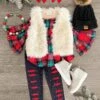 Red Plaid Bell Sleeve Fur Vest Set 2 Red Plaid Bell Sleeve Fur Vest Set -Children's boutique clothing IMG 8850 Edit