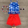 Red White Blue Pom Pom Corduroy Short Set -Children's boutique clothing IMG 8870 Edit