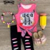 "School Is So Fetch" Pink Capri Legging Set -Children's boutique clothing IMG 8888 Edit