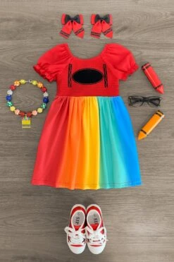 Red Rainbow Crayon Dress 5 Red Rainbow Crayon Dress -Children's boutique clothing IMG 8912 Edit