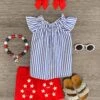 Blue Striped & Red Stars Distressed Short Set -Children's boutique clothing IMG 8915 Edit