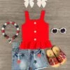 Red Star Distressed Denim Short Set 2 Red Star Distressed Denim Short Set -Children's boutique clothing IMG 8941 Edit
