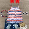 All American Distressed Denim Short Set -Children's boutique clothing IMG 8962 Edit