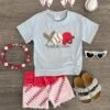 "Baseball Season" Gray & Red Ombre Denim Short Set -Children's boutique clothing IMG 8968 Edit Edit 754538ec 7628 48e6 a0f7 a483825185da