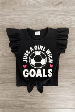 "Just A Girl With Goals" Stripe Denim Short Set -Children's boutique clothing IMG 9009 Edit