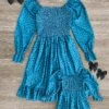 Mom & Me - Teal Cheetah Ruffle Dress