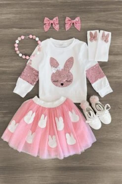 Pink Sequin Bunny Tutu Skirt -Children's boutique clothing IMG 9022 Edit d1489647 e440 4ca9 9150 92a8cb0bd764