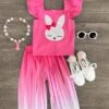 Pink Ombre Bunny Pant Set -Children's boutique clothing IMG 9042 Edit