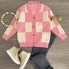 Checkered Sweater Cardigan -Children's boutique clothing IMG 9044 Edit