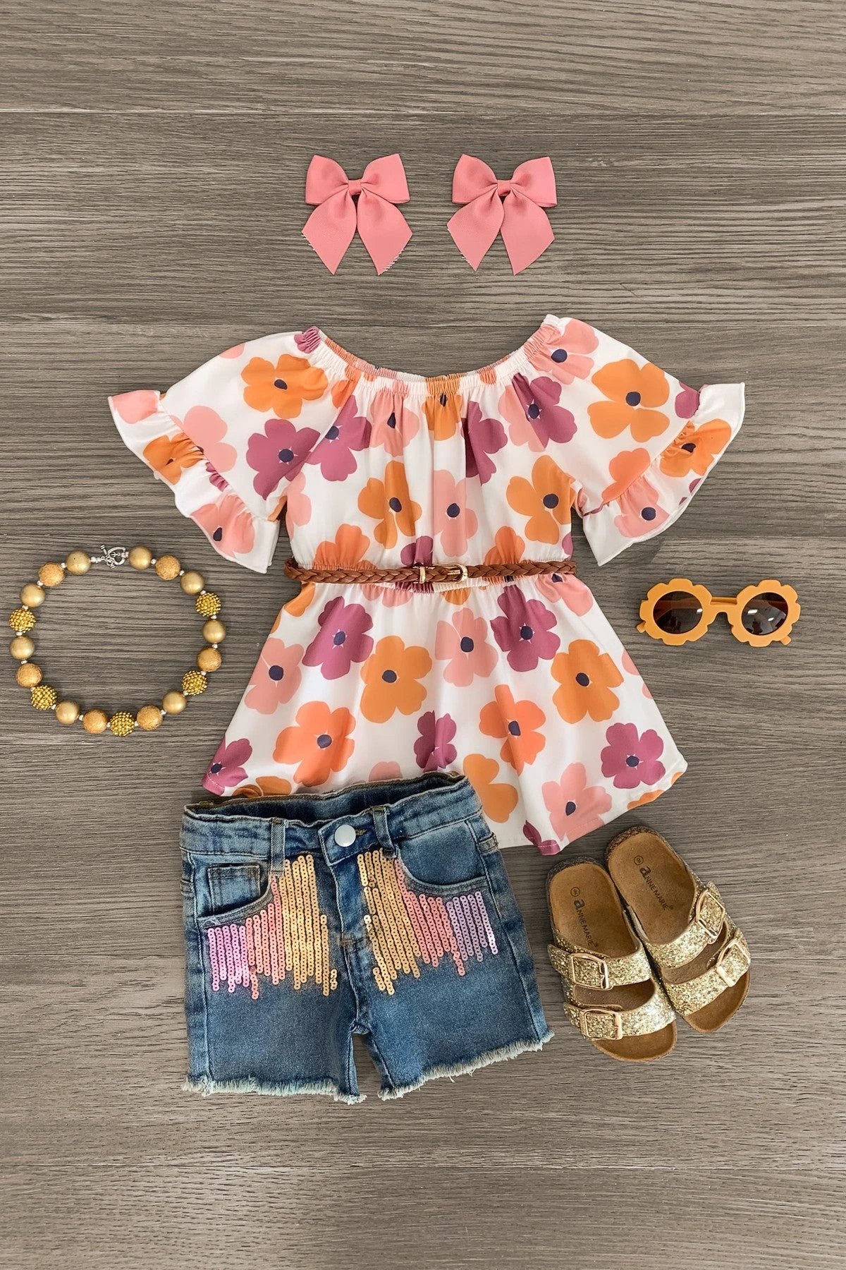 Watercolor Flower Sequin Denim Short Set 4 Watercolor Flower Sequin Denim Short Set - Image 2