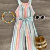Pastel Stripe Sleeveless Jumpsuit
