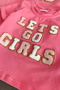 Mom & Me - "Let's Go Girls" Pink Chenille Patch Top -Children's boutique clothing IMG 9078 Edit