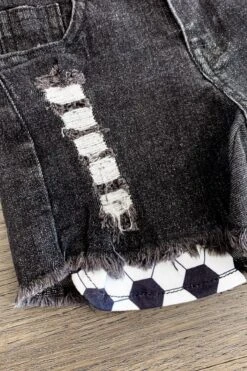 White Soccer Denim Short Set -Children's boutique clothing IMG 9130 Edit