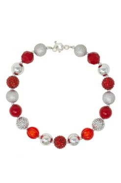 Silver & Red Bubblegum Necklace