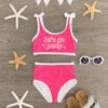 "Let's Go Party" Neon Pink Bikini