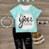 "Be-You-Tiful" Mint Capri Legging Set -Children's boutique clothing IMG 9177 Edit