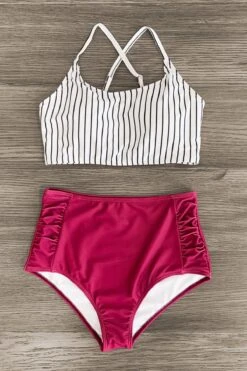 Mom & Me - Plum Stripe Bikini -Children's boutique clothing IMG 9266 Edit