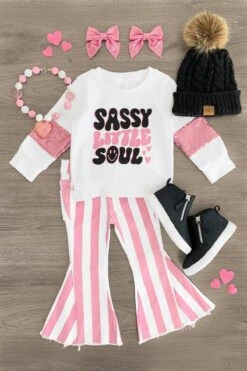 "Sassy Little Soul" Striped Bell Bottom Set