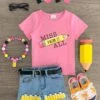 "Miss Know It All" Pencil Denim Short Set -Children's boutique clothing IMG 9626 Edit