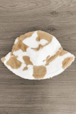 Fuzzy Cow Print Bucket Hat -Children's boutique clothing IMG 9703 Edit