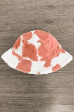 Fuzzy Cow Print Bucket Hat -Children's boutique clothing IMG 9705 Edit