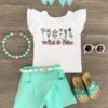 "Wild & Free" Mint Short Set -Children's boutique clothing IMG 9745 Edit