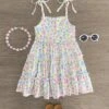 White Pastel Floral Tie Shoulder Dress -Children's boutique clothing IMG 9812 Edit
