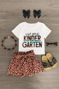 "Wild About Pre-K - 5th Grade" Leopard Short Set 12 "Wild About Pre-K - 5th Grade" Leopard Short Set -Children's boutique clothing Kinder2
