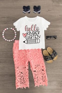 "Hello Pre-K - 6th Grade" Floral Lace Pant Set 13 "Hello Pre-K - 6th Grade" Floral Lace Pant Set -Children's boutique clothing Kindergarton 70aaa0ec 6cc0 482e a629 b95a612babfa