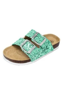 Birkley Glitter Sandals 11 Birkley Glitter Sandals -Children's boutique clothing Mint Glitter Birkley