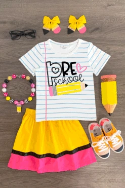 "Pre-K - 5th Grade" Paper & Pencil Skirt Set