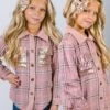 Pink & Gray Plaid Shacket 1 Pink & Gray Plaid Shacket -Children's boutique clothing Pink Shacket