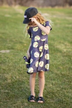 Yellow & Dark Grey Softball Dress -Children's boutique clothing PreschoolandKindergarten 12