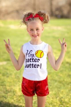 "Hey Batter Batter" Softball Sequin Short Set -Children's boutique clothing PreschoolandKindergarten 6