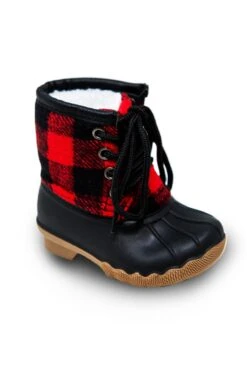 Patterned Winter Boots -Children's boutique clothing Red Plaid Boot