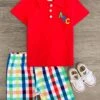ABC Gingham Short Set -Children's boutique clothing abc gingham short set boy sparkle in pink 29179035254858