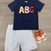 ABC'S Blue Striped Short Set -Children's boutique clothing abc s blue striped short set boy sparkle in pink 29201346035786
