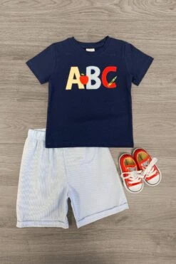 ABC'S Blue Striped Short Set